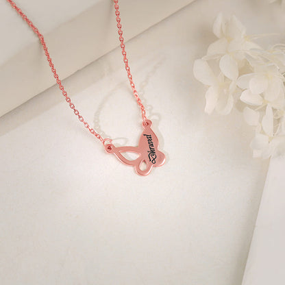 Rose Gold Personalised Butterfly Necklace