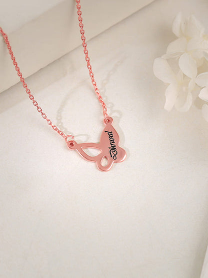 Rose Gold Personalised Butterfly Necklace