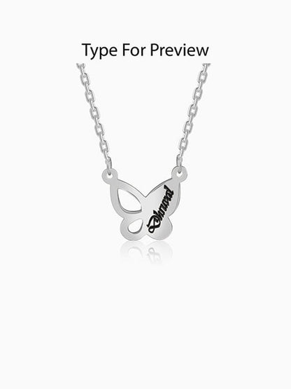 Silver Personalised Butterfly Necklace