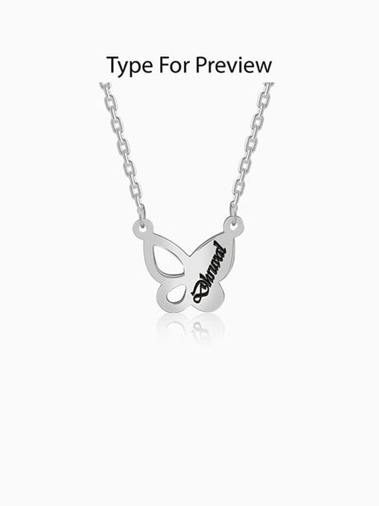 Silver Personalised Butterfly Necklace