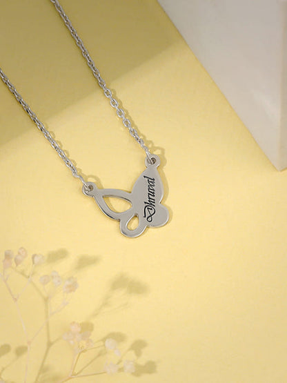 Silver Personalised Butterfly Necklace