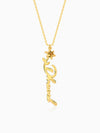 Golden Personalised Flower Name Pendant with Link Chain