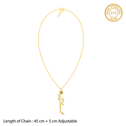 Golden Personalised Flower Name Pendant with Link Chain