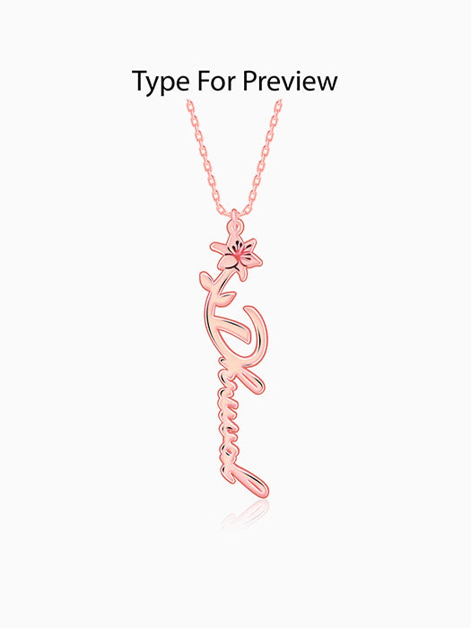 Rose Gold Personalised Flower Name Pendant with Link Chain
