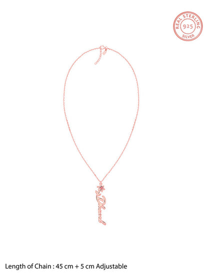 Rose Gold Personalised Flower Name Pendant with Link Chain