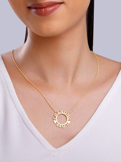 Golden Personalised Round Name Necklace