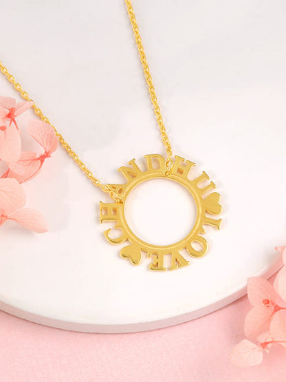 Golden Personalised Round Name Necklace