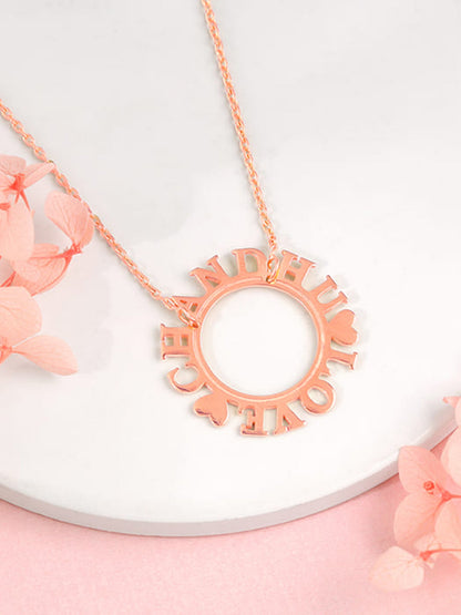 Rose Gold Personalised Round Name Necklace