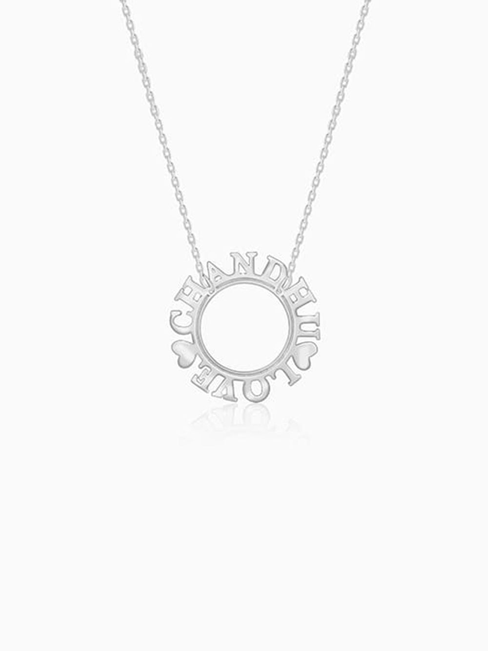 Silver Personalised Round Name Necklace