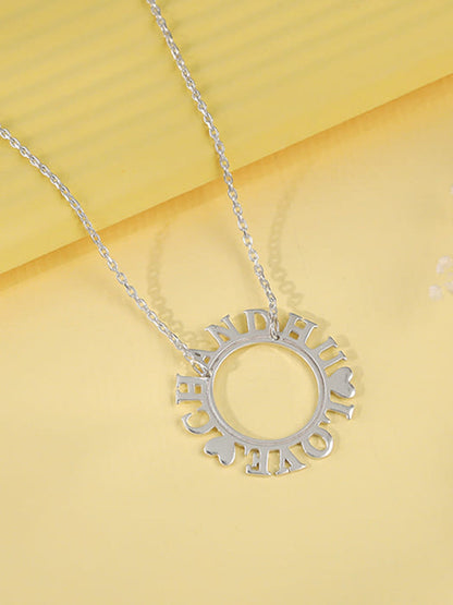 Silver Personalised Round Name Necklace