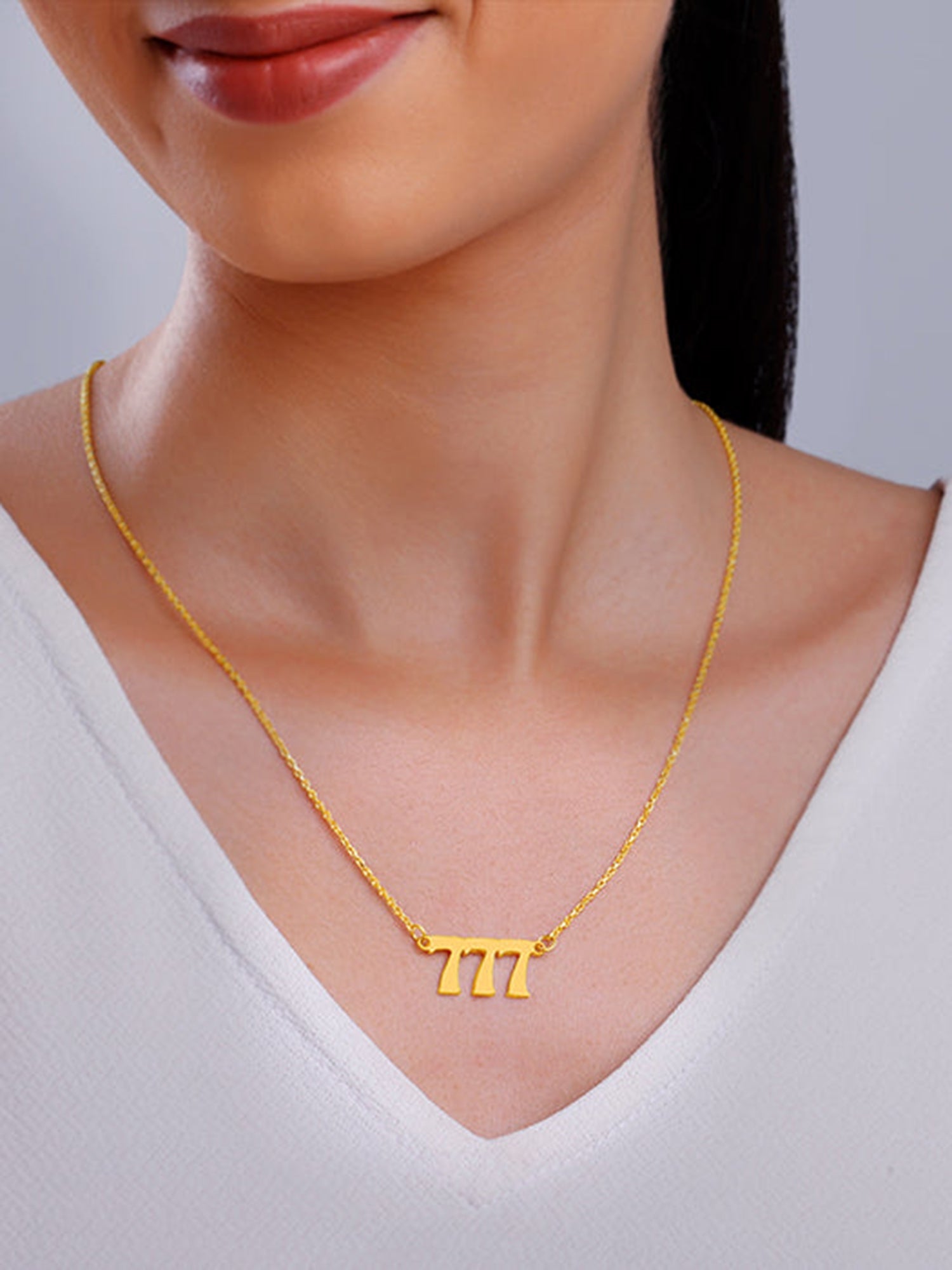 Golden Personalised Triple Numeric Necklace