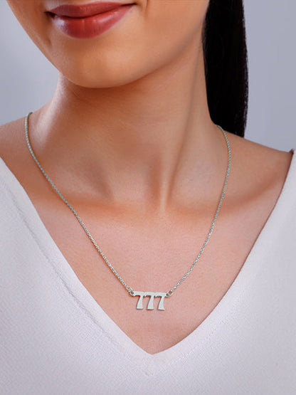 Silver Personalised Triple Numeric Necklace