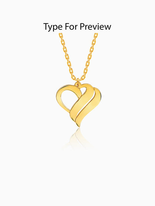 Golden Personalised Name Heart Duo Pendant With Link Chain