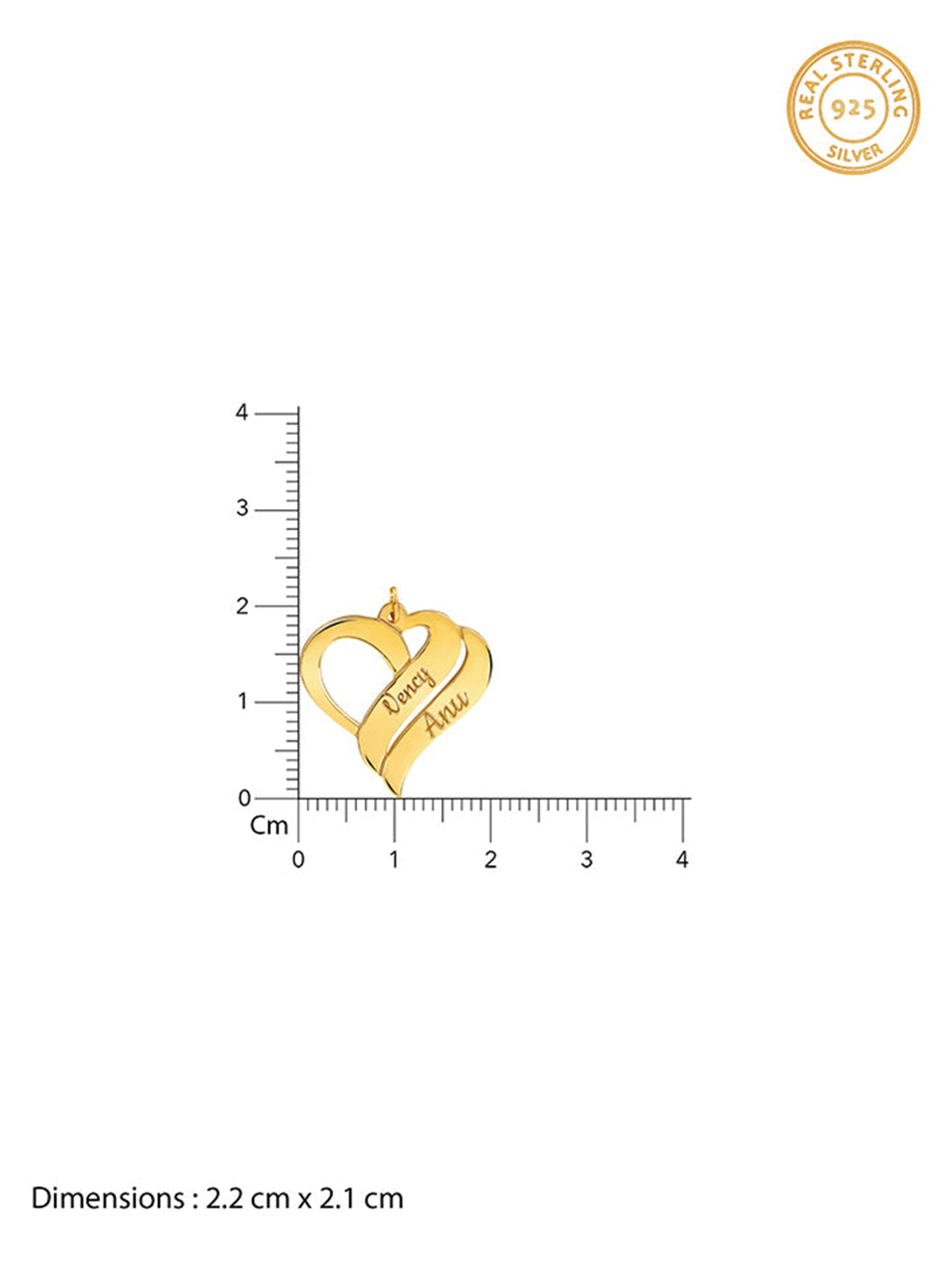 Golden Personalised Name Heart Duo Pendant With Link Chain