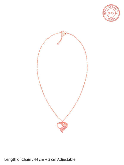 Rose Gold Personalised Name Heart Duo Pendant With Link Chain