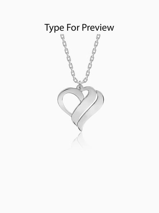 Silver Personalised Name Heart Duo Pendant With Link Chain