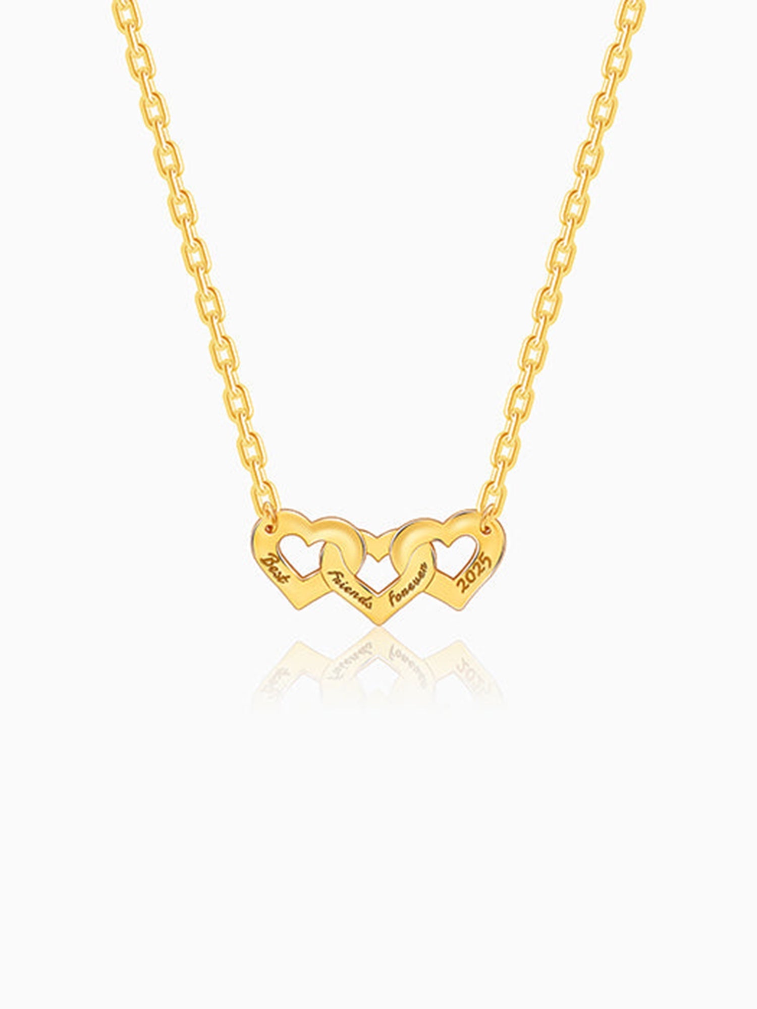 Golden Personalised Triple Heart BFF Necklace