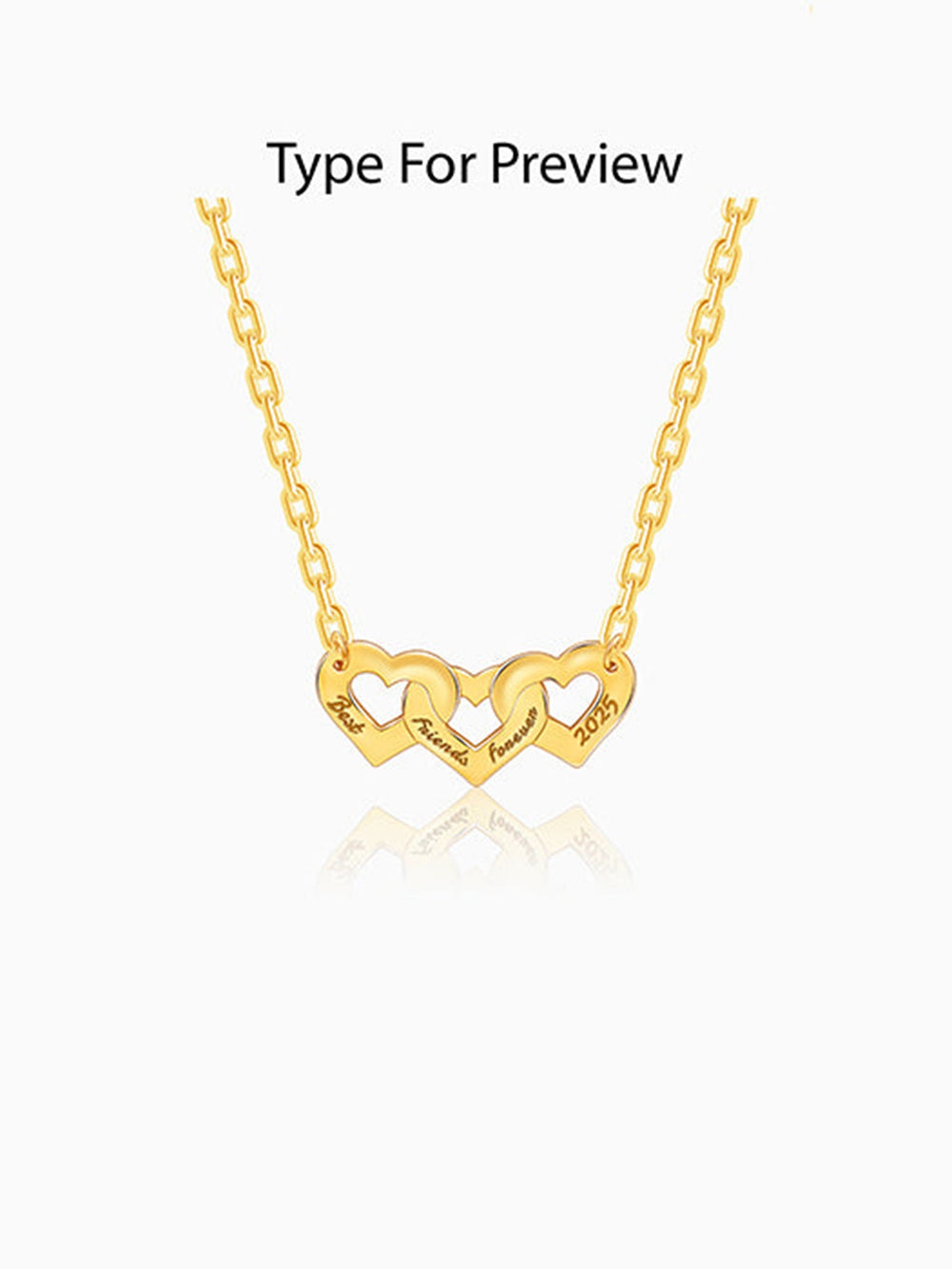 Golden Personalised Triple Heart BFF Necklace