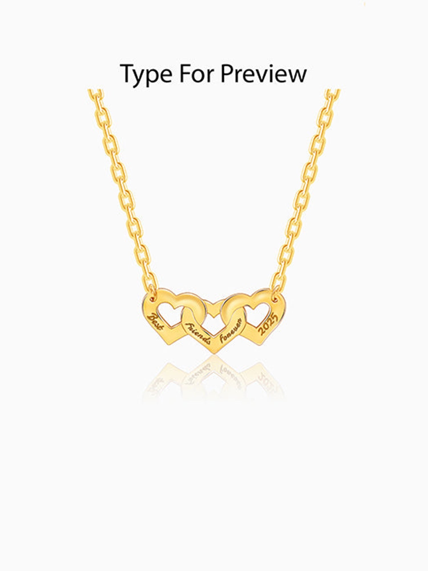 Golden Personalised Triple Heart BFF Necklace