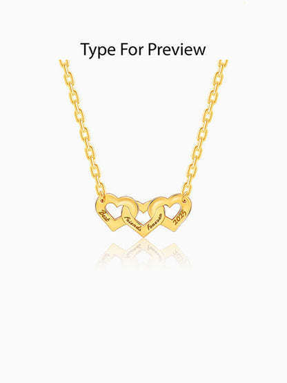 Golden Personalised Triple Heart BFF Necklace