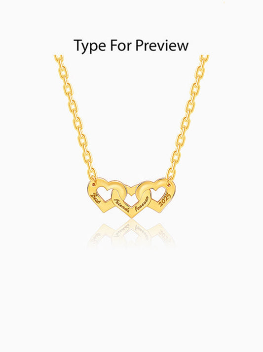 Golden Personalised Triple Heart BFF Necklace