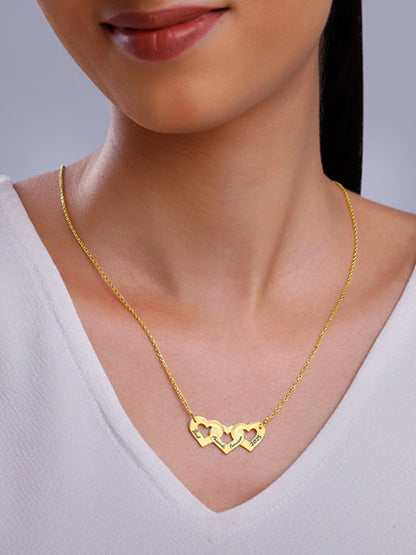Golden Personalised Triple Heart BFF Necklace