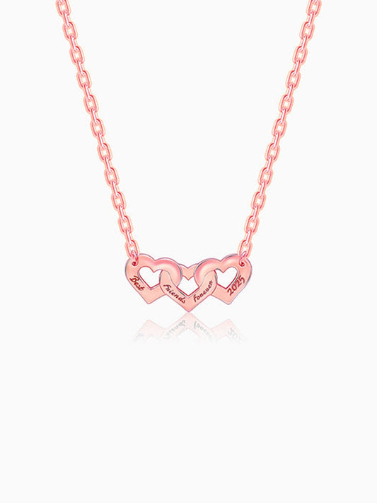 Rose Gold Personalised Triple Heart BFF Necklace