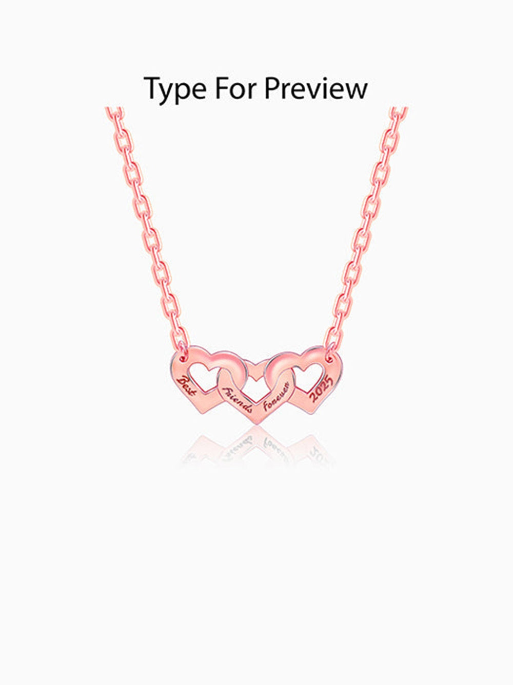 Rose Gold Personalised Triple Heart BFF Necklace