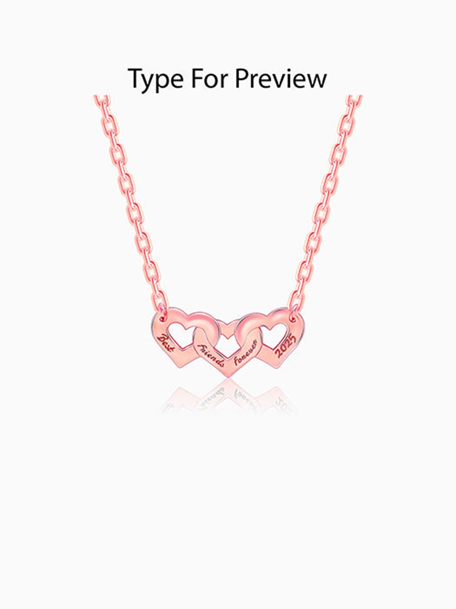 Rose Gold Personalised Triple Heart BFF Necklace