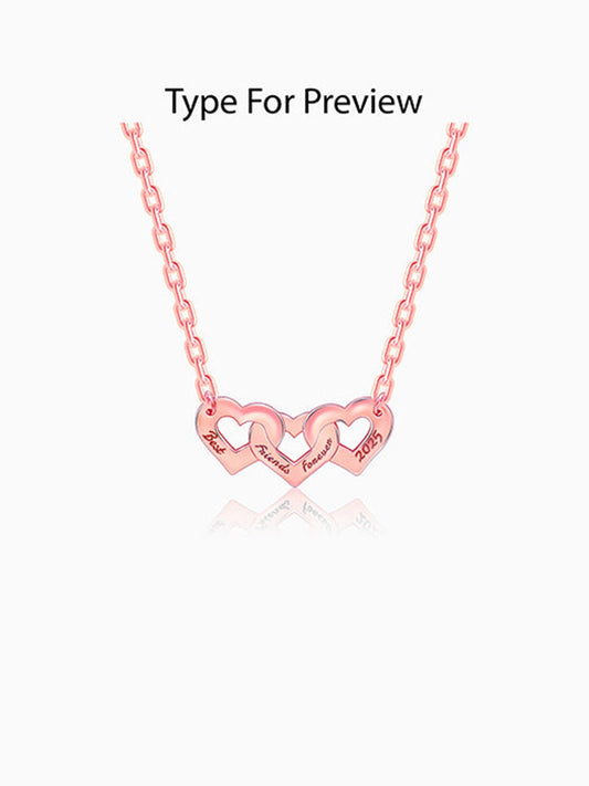 Rose Gold Personalised Triple Heart BFF Necklace