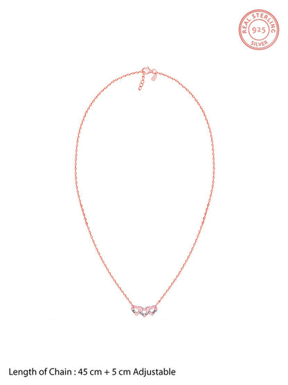 Rose Gold Personalised Triple Heart BFF Necklace