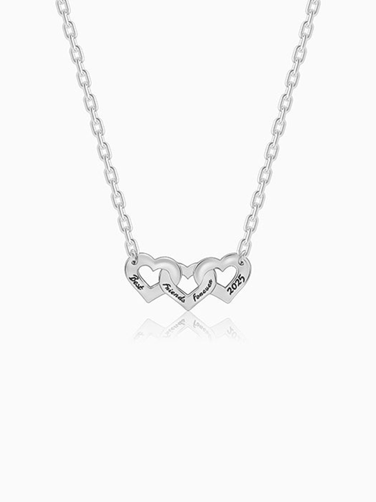 Silver Personalised Triple Heart BFF Necklace