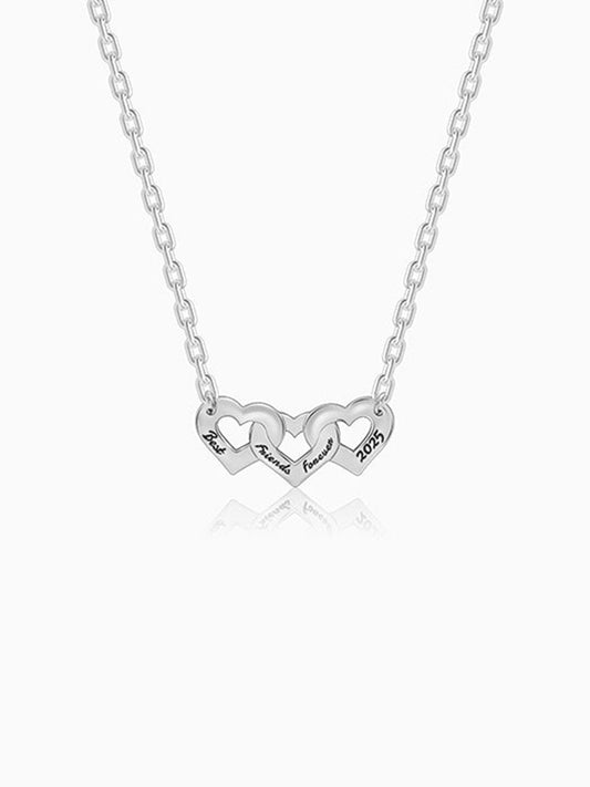 Silver Personalised Triple Heart BFF Necklace