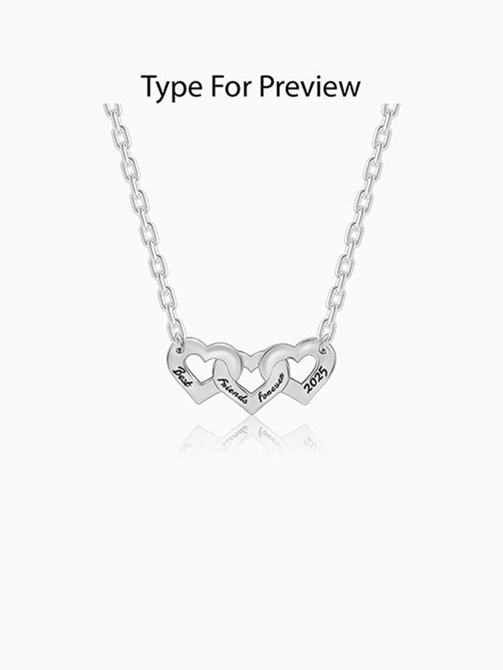 Silver Personalised Triple Heart BFF Necklace