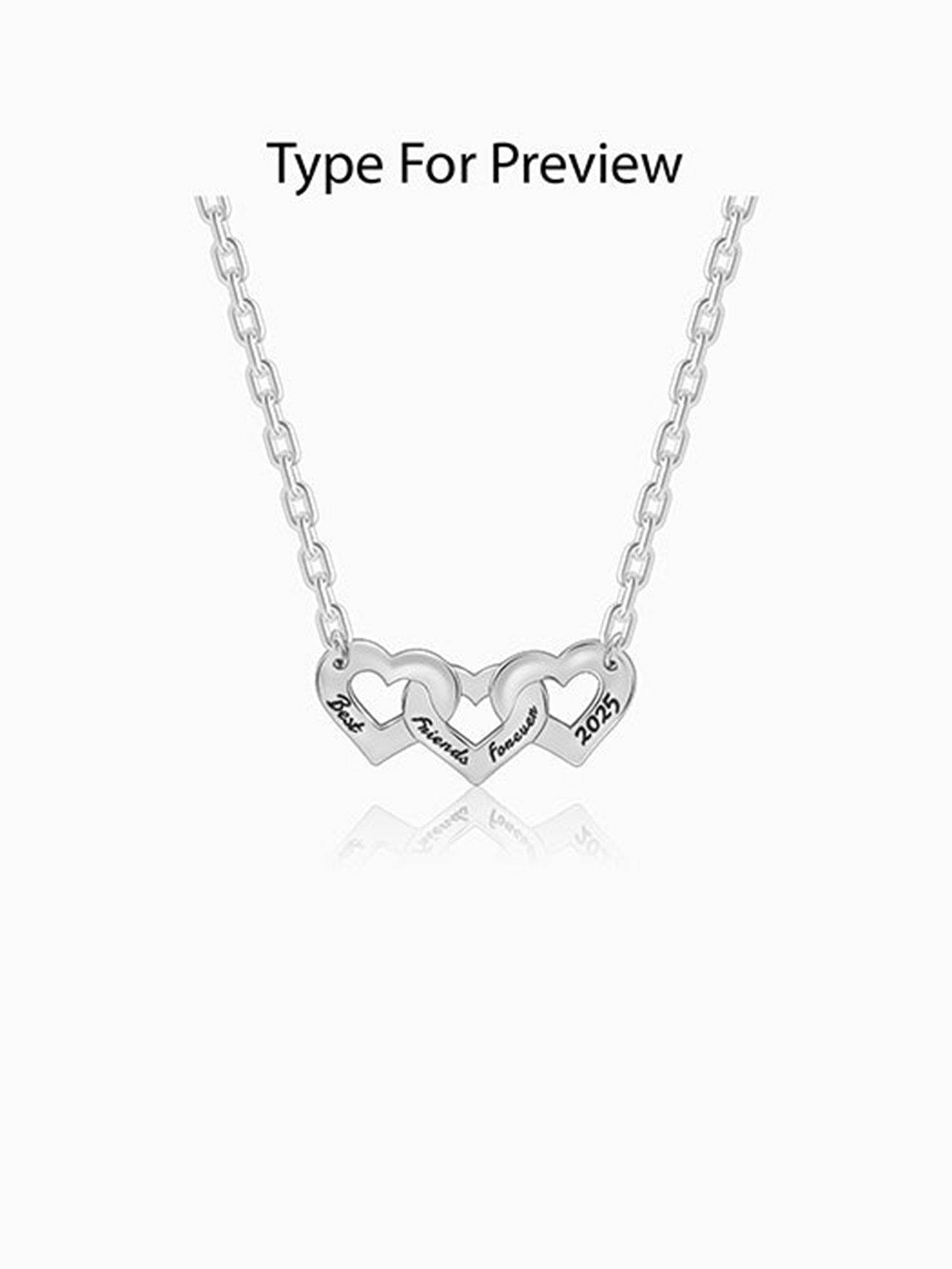 Silver Personalised Triple Heart BFF Necklace