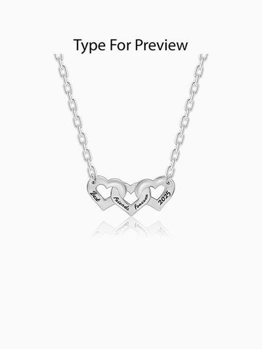 Silver Personalised Triple Heart BFF Necklace