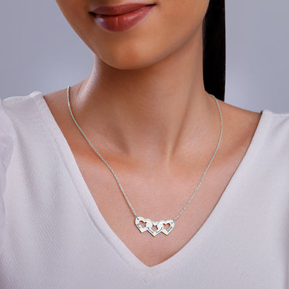 Silver Personalised Triple Heart BFF Necklace