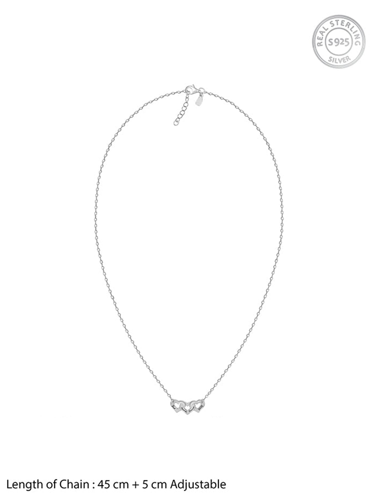 Silver Personalised Triple Heart BFF Necklace