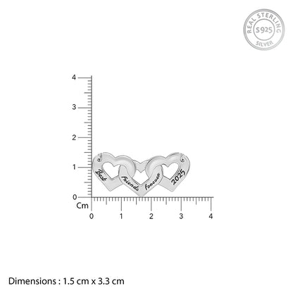 Silver Personalised Triple Heart BFF Necklace