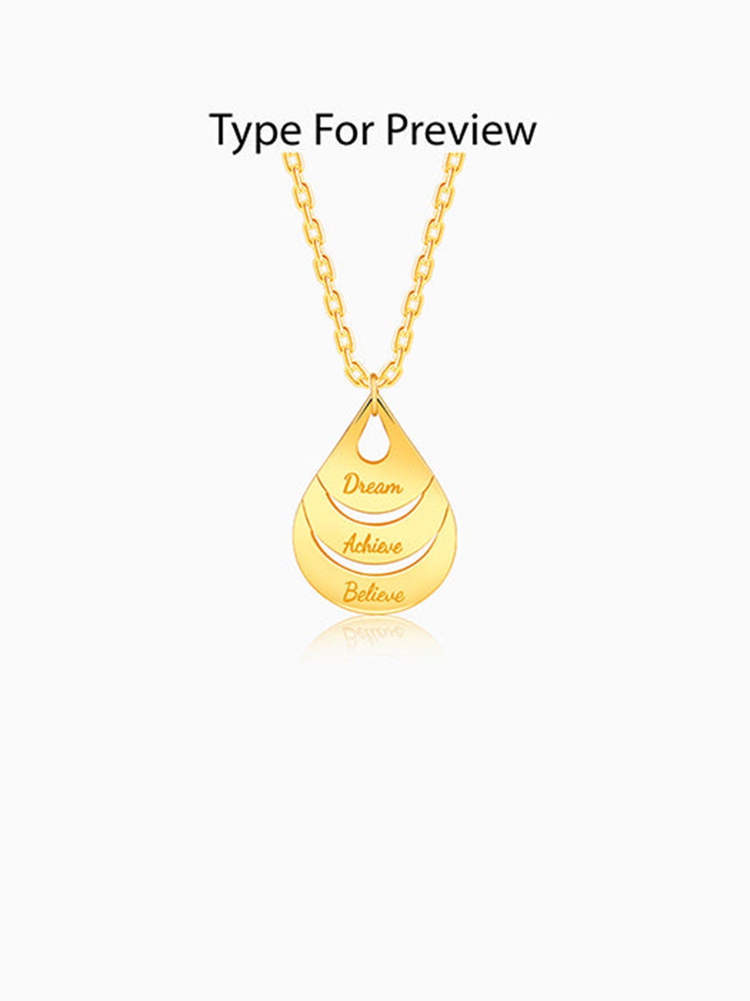 Golden Personalised Dreamy Teardrop Pendant With Link Chain