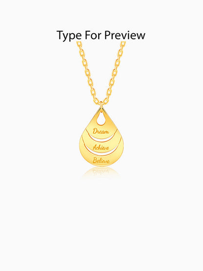 Golden Personalised Dreamy Teardrop Pendant With Link Chain