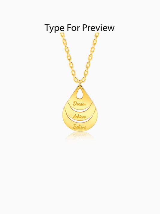 Golden Personalised Dreamy Teardrop Pendant With Link Chain