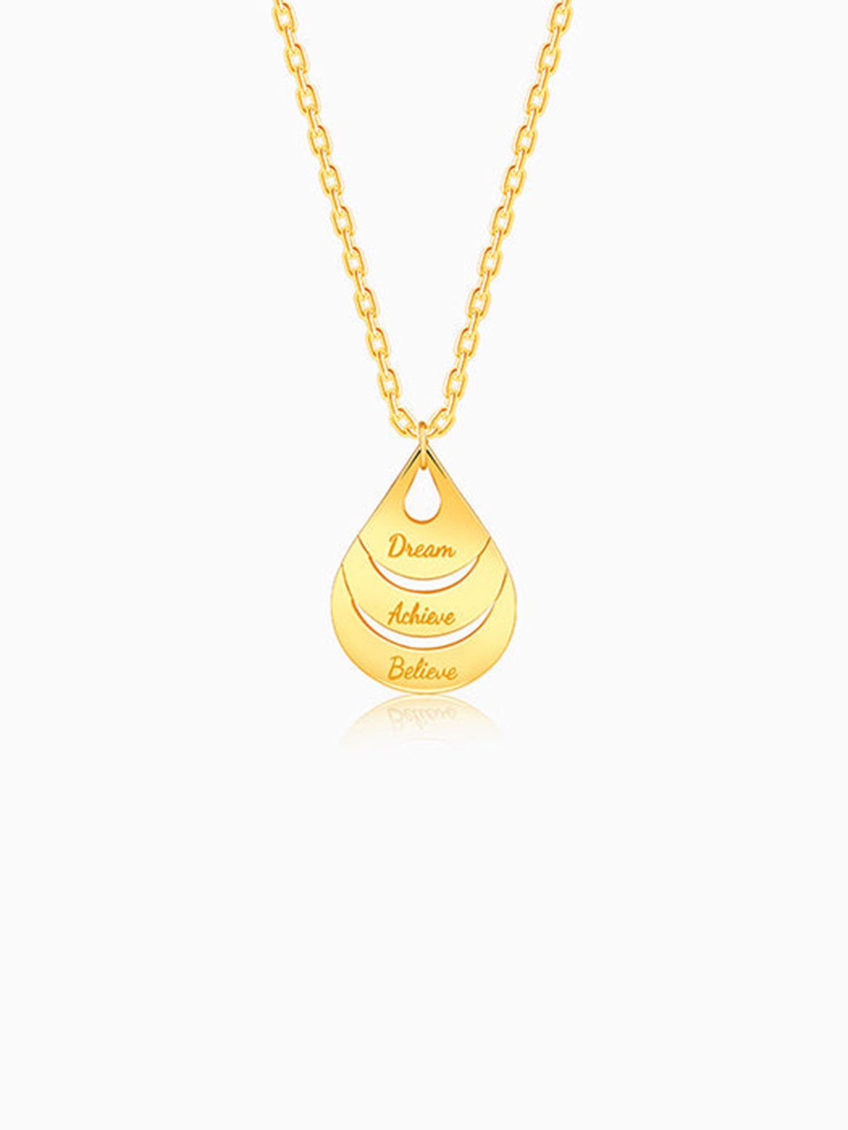 Golden Personalised Dreamy Teardrop Pendant With Link Chain