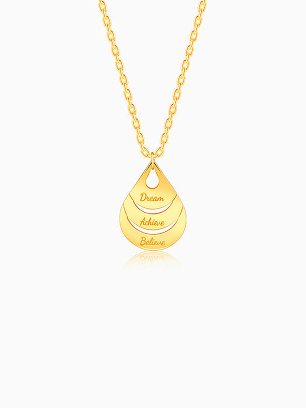 Golden Personalised Dreamy Teardrop Pendant With Link Chain