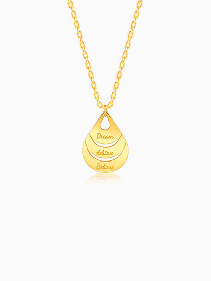Golden Personalised Dreamy Teardrop Pendant With Link Chain