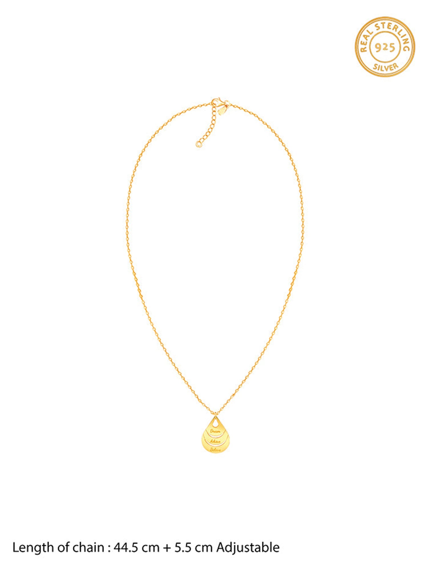Golden Personalised Dreamy Teardrop Pendant With Link Chain