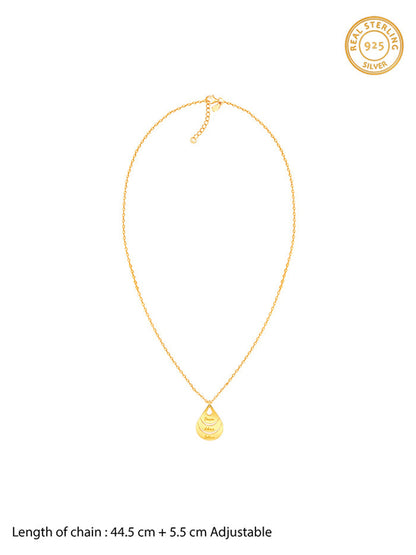 Golden Personalised Dreamy Teardrop Pendant With Link Chain