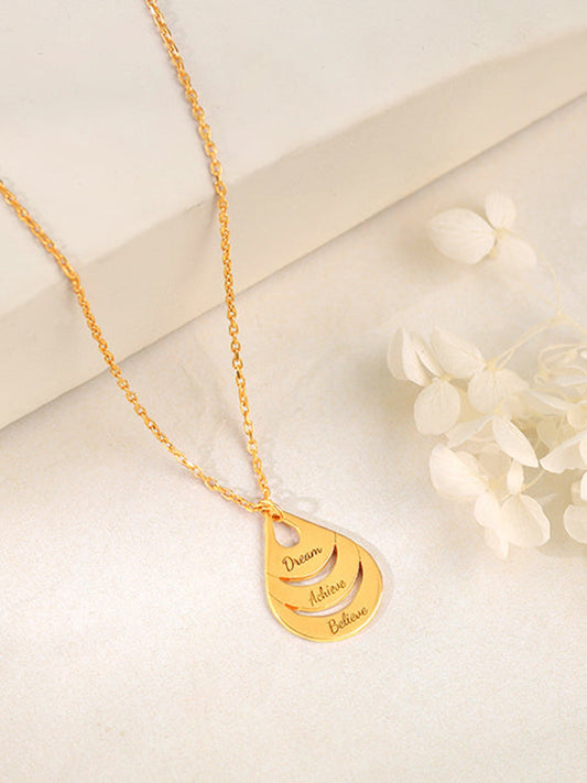 Golden Personalised Dreamy Teardrop Pendant With Link Chain