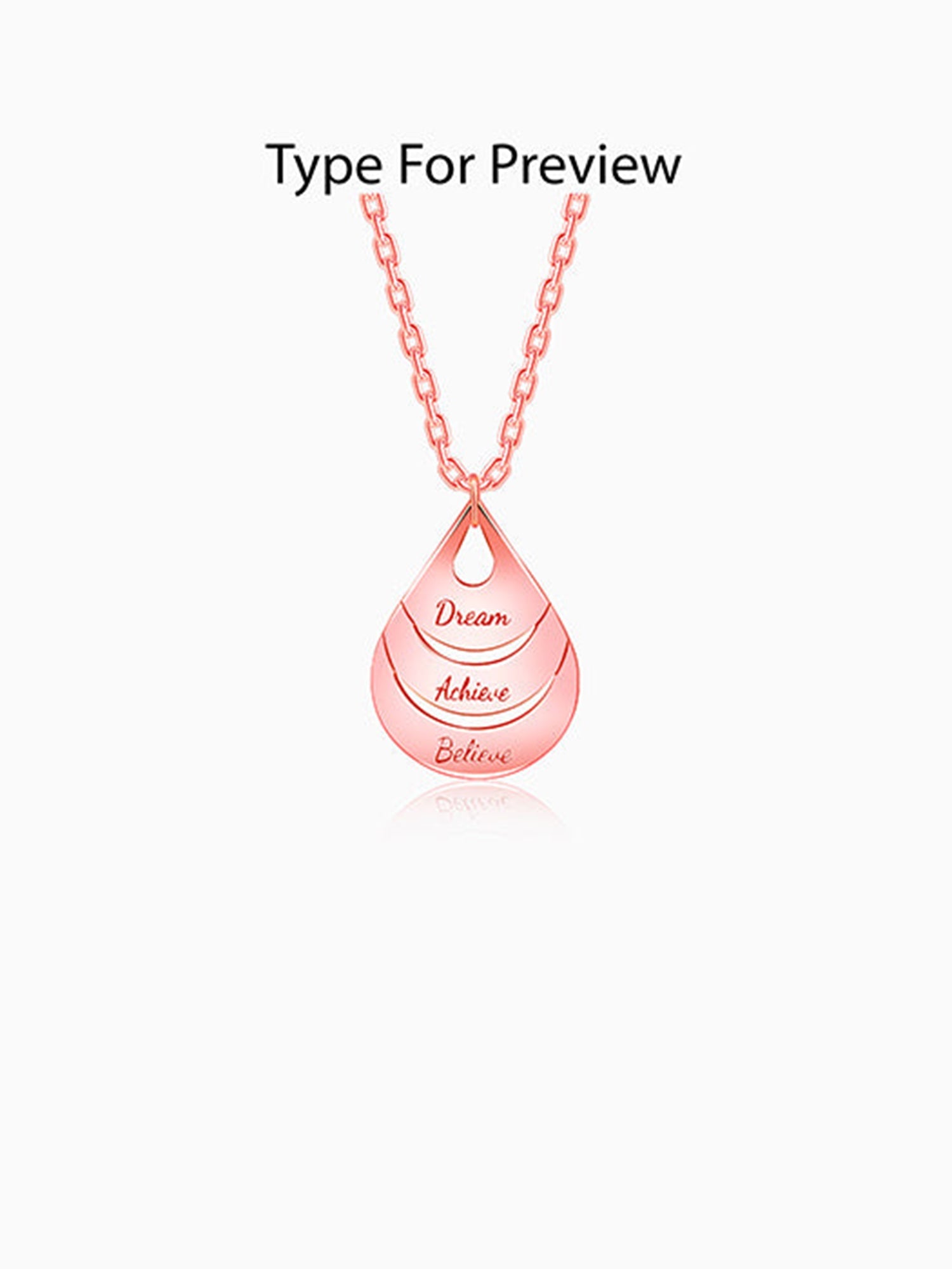 Rose Gold Personalised Dreamy Teardrop Pendant With Link Chain