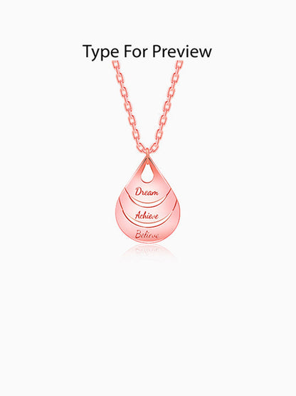 Rose Gold Personalised Dreamy Teardrop Pendant With Link Chain